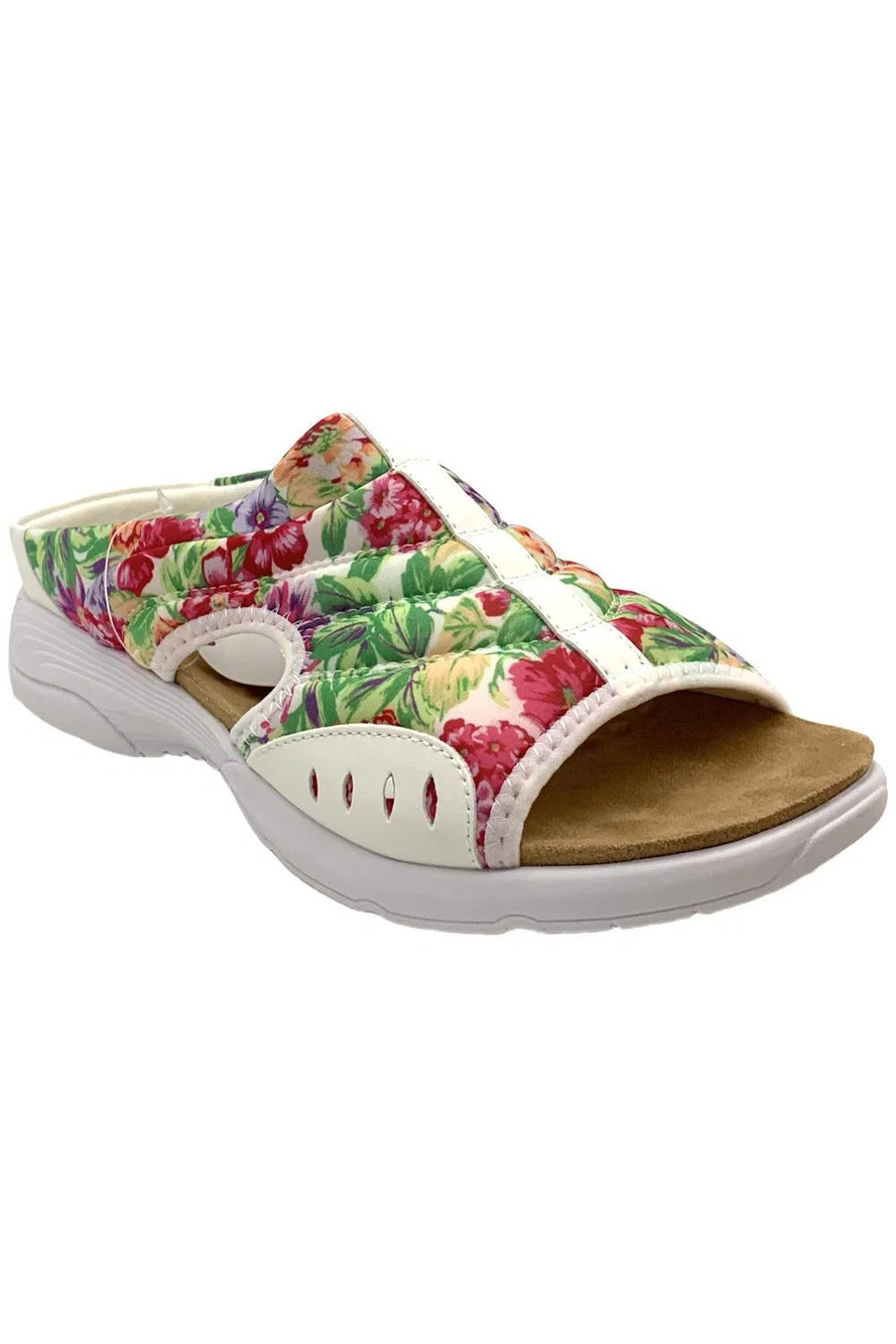 Easy Spirit Women's Traciee 2 Flat Sandal White/Bloom/Multi - Narrow